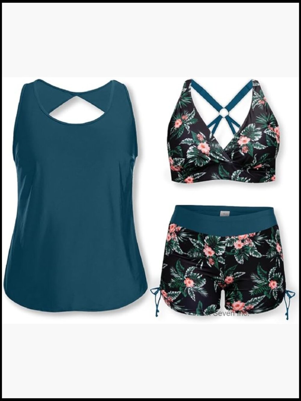 Women's Plus Size Tankini Swim Suit 3 Piece Set Tummy Control High Waist Shorts
